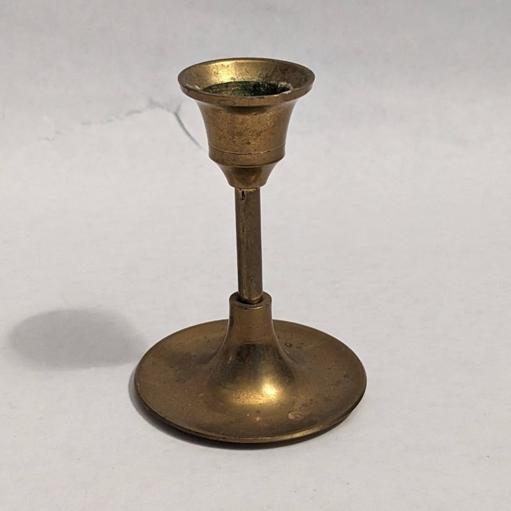 Vintage Solid Brass Taper Candle Holder 4 Inch Pedestal Made in India Patina